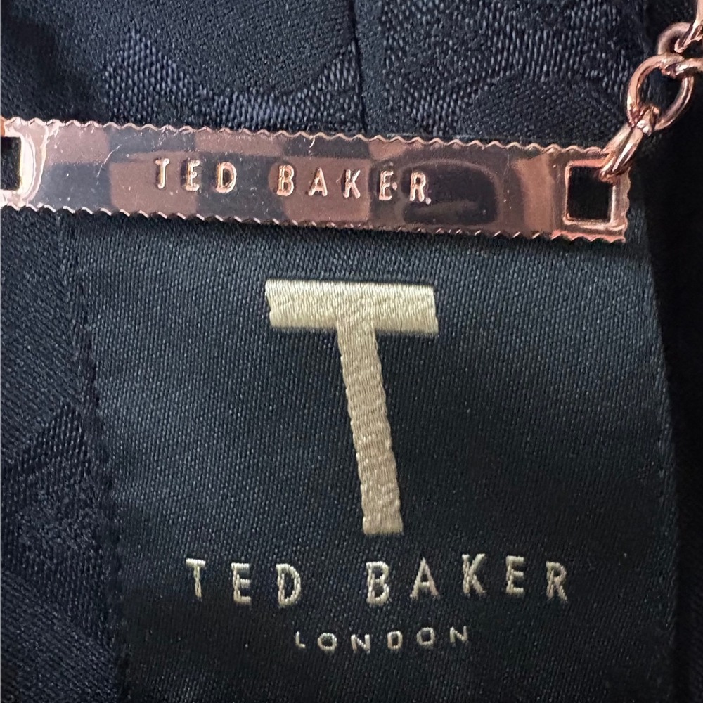 $395 TED BAKER London Kairaa Blk Velvet Suit Jacket Chain‎ Collar Blazer US2/UK6 - Picture 5 of 16